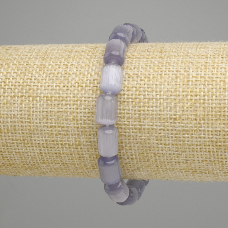 Szary bransoletka Kocie oko cylindryczny, średnica 11×8 mm+-, długość 18 cm +- elastynowa