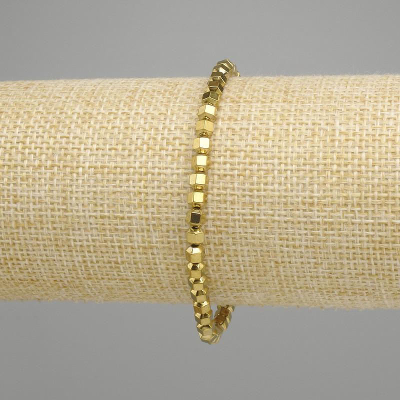 Bransoletka Hematyt fasetowany 4×4mm ± kolor złocisty, długość 18cm ± stretch