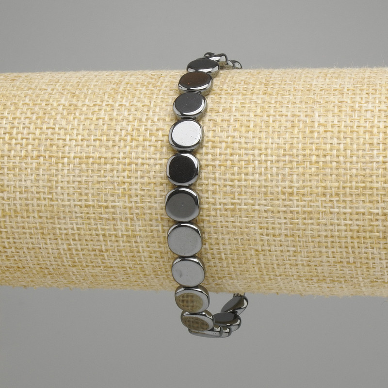 Bransoletka hematyt moneta 8mm, elastyczna, długość 18 cm