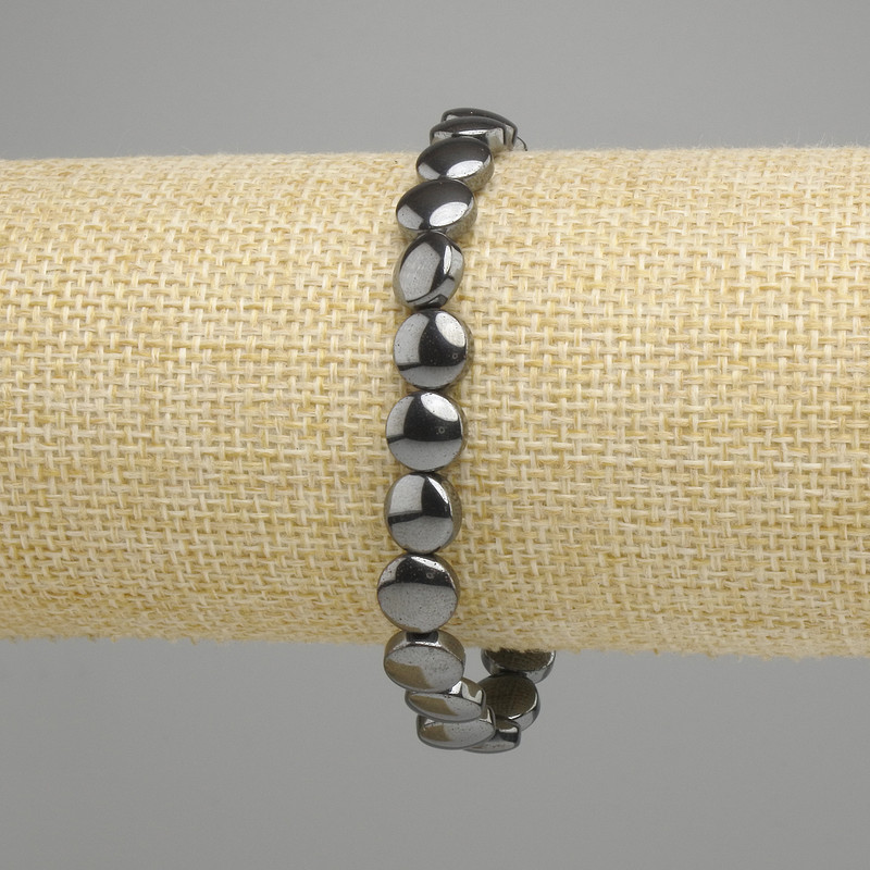 BRANSLET hematyt monetka 8mm+-, długość 18 cm +- stretch