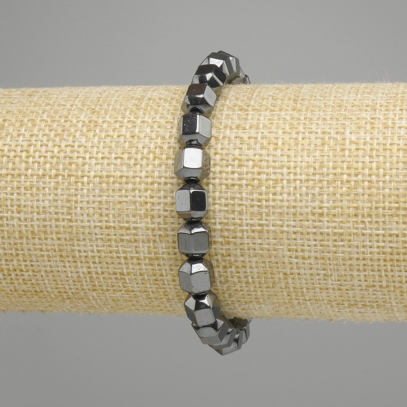 Bransoletka Hematyt fasetowany 8×7 mm ±, długość 18 cm ±, stretch