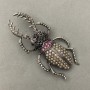 Broszka Motyl Majowy z cyrkoniami w srebrnym metalu 37x78mm