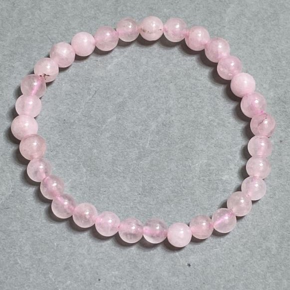 Bransoleta Różowy kwarc kulka 6mm+-, długość 18cm +- elastyczna