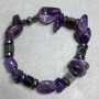 Bransoleta Ametyst galtawek 12x4-17mm+- hematyt rondel 8x4mm+- kostka 6mm+, długość 18cm +- elastyczna