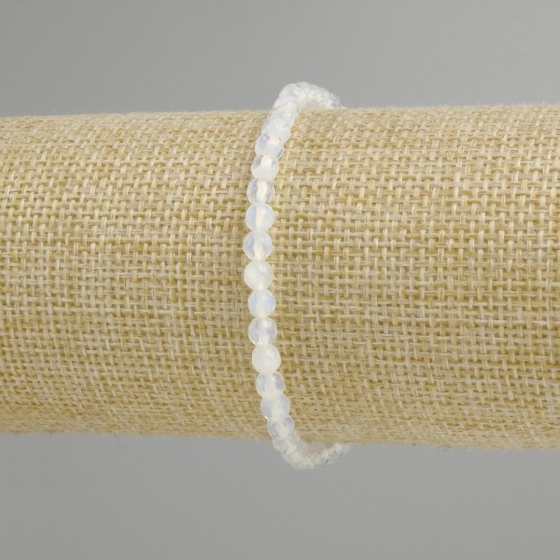 Bransoletka Kamień księżycowy Opalit kulka fasetowana 4mm+-, długość 18cm +- stretch