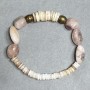 Bransoletka Masa perłowa rondelka 10x2mm+- 5, 5x2mm+- Kwarc otoczak 15x9mm+-, długość 18cm +- stretch