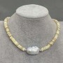Choker z muszli Scapharca rondel 6x2mm+- Perła barokowa 26x17mm, długość 37cm +5cm łańcuszek