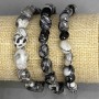Bransoletka Jaspis Zebra otoczaki, średnica 6-13x7-9,5mm+-, długość 18cm+- stretch