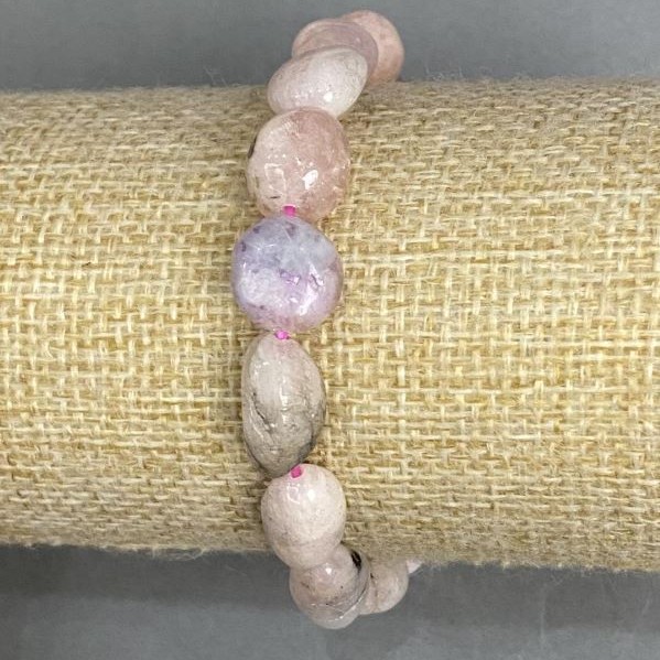 Bransoletka Morganit otoczaki, średnica 12-18x9-10mm+-, długość 18cm +- stretch