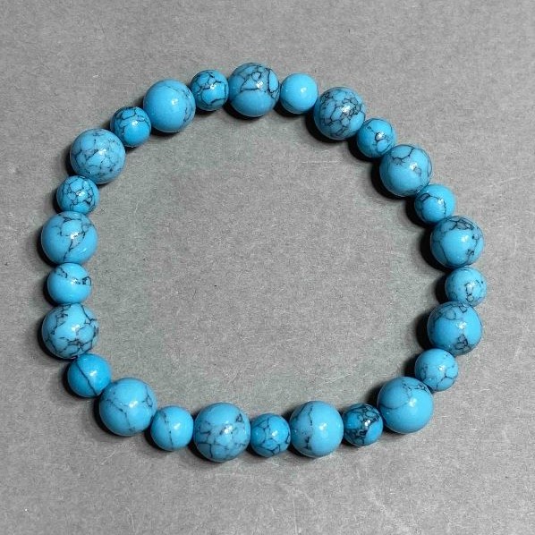 Bransoletka Turkus gładka kulka 6mm+- 8mm+-, długość 18cm +- guma