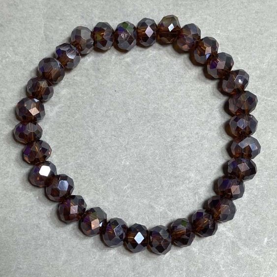 Bransoletka Kryształ czeski szlifowany rondel 8x6mm+-, długość 18cm +- guma