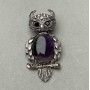 Broszka-Kulon Sowa Ametyst 60x28 mm +- czarne sroki srebrzysty metal