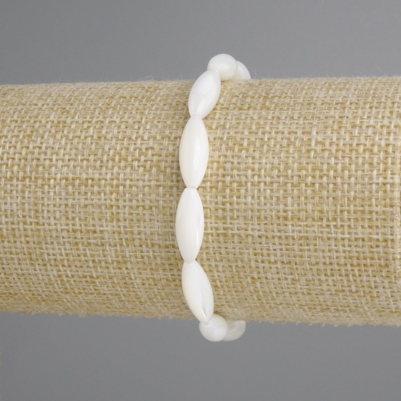 Bransoletka z masy perłowej ziarno, średnica 15×6 mm ±, długość 18 cm ±, stretch