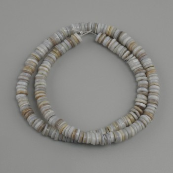 Koraliki z muszli Kaafar r ondell, średnica 6x1, 5-2 mm +/- , długość 39 cm +/- na żyłce