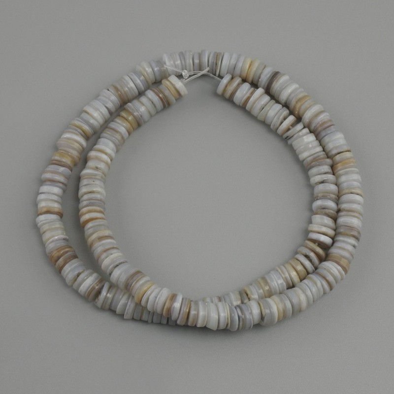 Koraliki z muszli Kaafar r ondell, średnica 6x1, 5-2 mm +/- , długość 39 cm +/- na żyłce