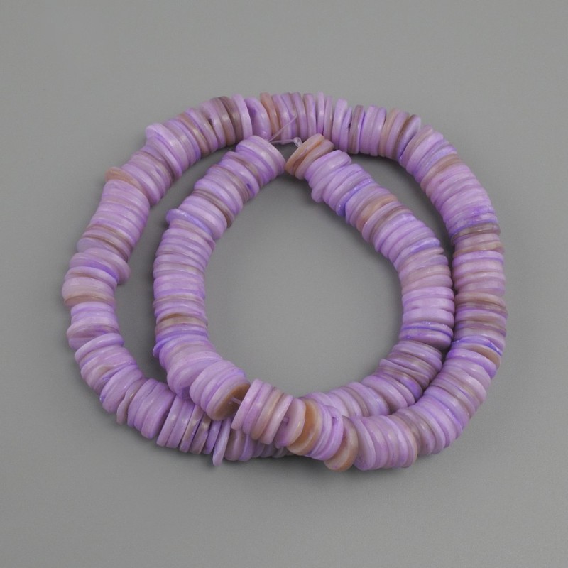 Muszlowe koraliki skafaraka rondel, średnica 10x1, 5-2 mm+- , długość 36 cm+- na żyłce