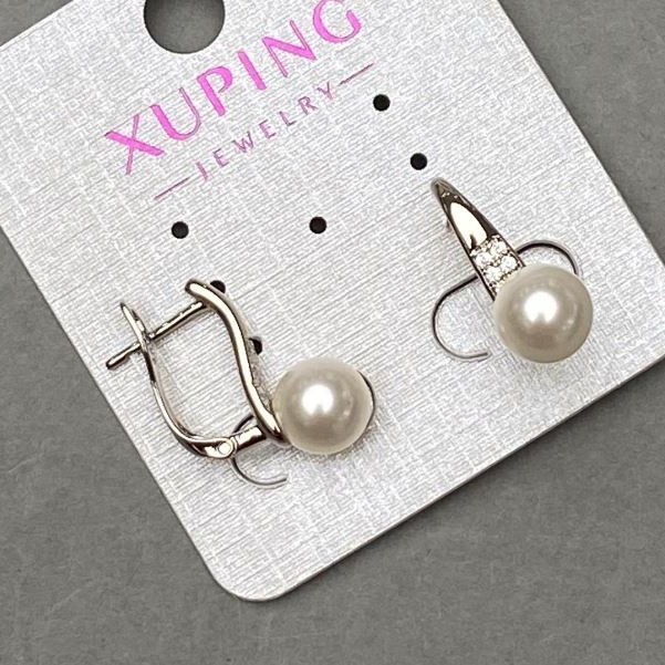 Kolczyki Xuping rodowanie z perłami 19x8 mm+