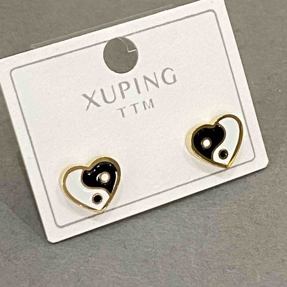 Kolczyki wkręty Xuping serce, średnica 10×9 mm ±, pozłocenie 18K
