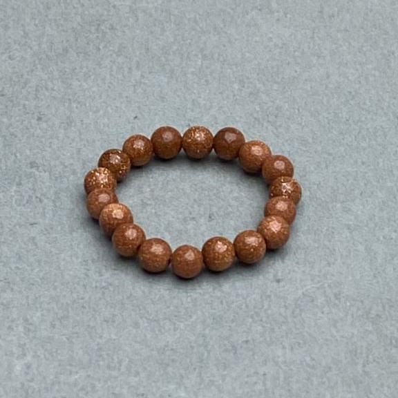 Pierścionek Awenturyn Złoty piasek gładka kulka, średnica 4 mm +- stretch