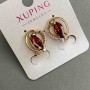 Kolczyki Xuping z białymi cyrkoniami i czerwonymi kamieniami, średnica 16x14 mm +- Pozłocenie 18K