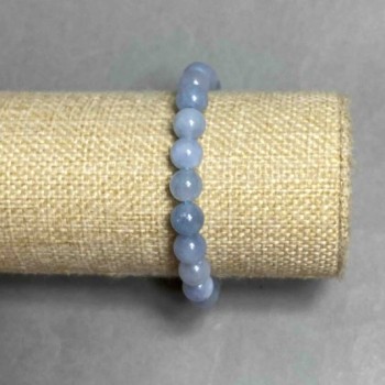 Bransoletka Akwamaryn gładka kulka, średnica 8,5 mm +/-, długość 18 cm +/- na gumce (stretch)
