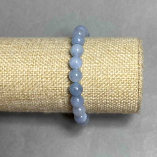 Bransoletka Akwamaryn gładka kulka, średnica 8,5 mm +/-, długość 18 cm +/- na gumce (stretch)