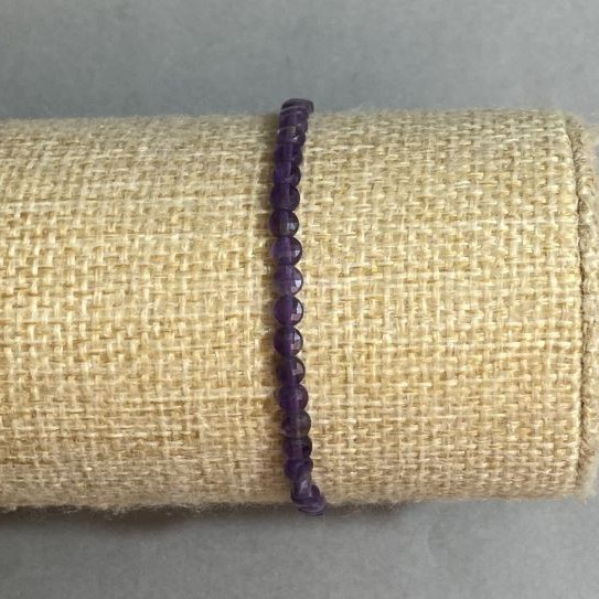 Bransoletka Ametyst fasetowana moneta 4 mm+-, długość 18 cm+-, typu stretch
