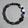 Bransoletka z hematytu kostka 8×8 mm ± srebrzysta kulka z obsydianu 6 mm ±, długość 18 cm ± stretch