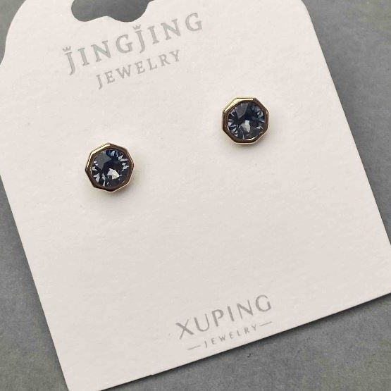 Kolczyki sztyfty typu pusetki Xuping z kryształem, średnica 6 mm ± pozłocenie 18K