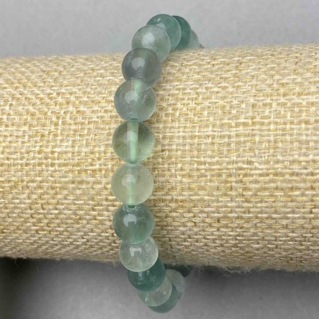 Bransoletka Fluoryt gładka kulka 8 mm+- ze wstawkami, długość 18 cm+- typu strecz