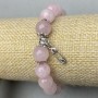 Bransoletka Różowy kwarc gładka kulka 10 mm +- z wstawkami, długość 18 cm +- stretch