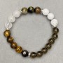 Bransoletka Kacholong Rauchtopaz Tygrysie Oko gładka kulka 8-9 mm+- , długość 18 cm+- na gumce