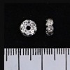 Łącznik rozdzielacz rąbek (rondelek) z białymi cyrkoniami, kolor metalu srebro, 5 mm, 100 szt. / opak.