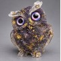 Suwenirowa figurka Sowa z przetworzonym skruszem ametystu w żywicy, średnica 60x50x40 mm+