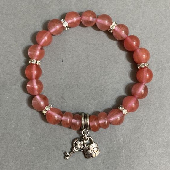 Bransoletka chalcedon gładka kulka 8 mm+- rondel 8×4 mm+-, długość 18 cm+- stretch