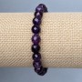 Bransoletka Ametyst brylantowana kuleczka, średnica 8 mm +- , długość 18 cm +- , stretch