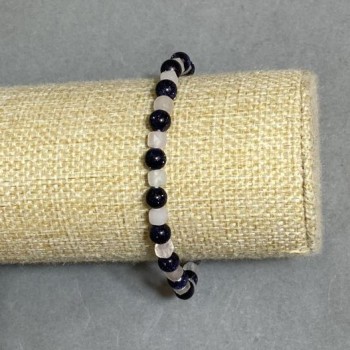 Bransoletka Agat kulka 6 mm + /- górski kryształ fasetowany sześcian 5 mm + /-, długość 18 cm +/- typu stretch