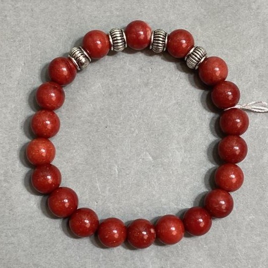 Bransoletka Koral gładka kulka 8mm+-, długość 18cm +- stretch