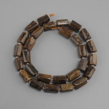 Koraliki z bronzytu łamanego, średnica 11-3x7-9 mm+- koralik 3 mm+-, długość 40 cm+