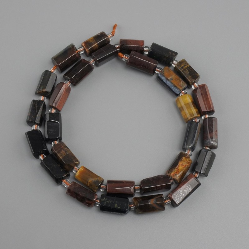 Koraliki Tiger Eye, Bycze Oko, Sokole Oko cięte (rubka), średnica 12-13×6-7 mm ±, koraliki 3 mm ±, długość 40 cm ±