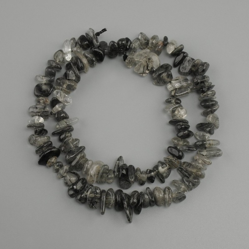 Koraliki kwarc rutylowy Włosaczek drobina, średnica 6-12x3-6 mm ±, długość 40 cm ±