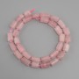 Koraliki różowy kwarc r. cięcie, średnica 10-12x6-7, 5 mm± koraliki 3 mm±, długość 41 cm±