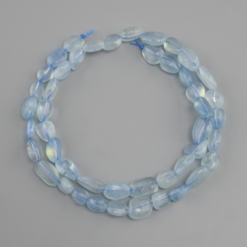 Koraliki akwamaryn szlifowany (galówka), średnica 7-10×6-8 mm ±, długość 41 cm ±