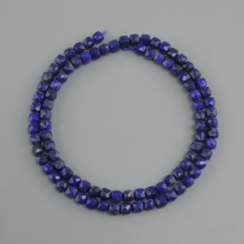 Koraliki Lapis Lazuli naturalny kamień fasetowany kubik, średnica 4x4 mm+-, długość 38 cm+