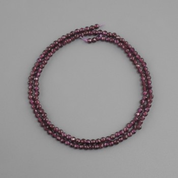 Koraliki granat naturalny kamień fasetowana kulka, średnica 3 mm +/- , długość 39 cm +/-