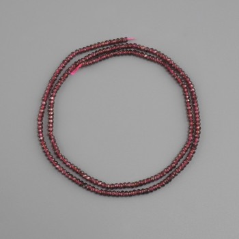 Koraliki granat naturalny kamień fasetowany rondel, średnica 2x1,5 mm+-, długość 40 cm+-