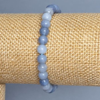 Bransoletka akwamaryn gładka kulka, średnica 6,5 mm ±, długość 18 cm ± na gumce (strecz)