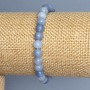 Bransoletka akwamaryn gładka kulka, średnica 6,5 mm ±, długość 18 cm ± na gumce (strecz)
