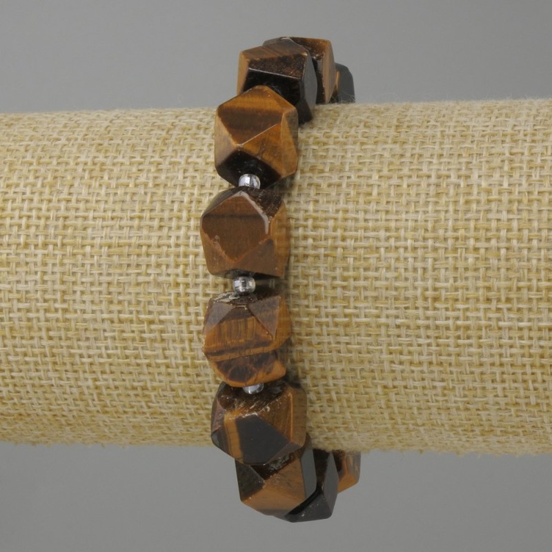 Bransoletka Tygrysie Oko wielościany, średnica 12x10 mm ± koralik 3 mm ±, długość 18 cm ± stretch