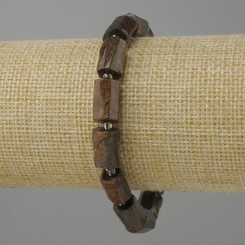 Bransoletka z bronzytu cięcie, średnica 12-13x7-8 mm+- koralik 3 mm+-, długość 18 cm +- elastyczna (stretch)